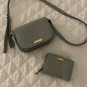KATE SPADE NEW YORK gray leather wallet